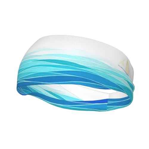 Cinta elástica que absorbe la humedad con olas del océano con pájaros con estampado marítimo para hombres y mujeres, transpirable y ligera para la cabeza