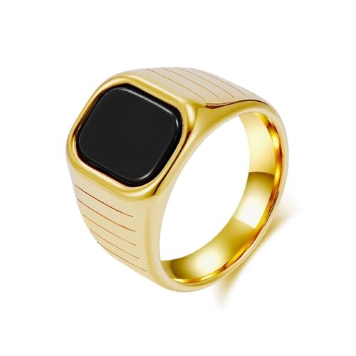 Bague chevalière homme acier chirurgical or 16mm