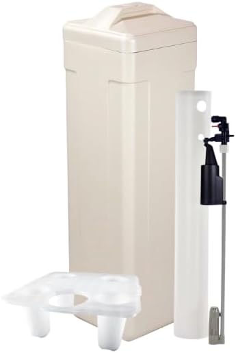 AFWFilters 11"x36" Water Softener Salt Brine Tank with Safety Float Assembly AND SALT GRID Included, 11" Space Saving Brine Tank, Various colors available, Fleck Softener Tank Replacement (Almond)