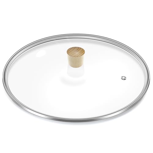 Coperchio in vetro temperato per padelle, 33 cm, pomello in legno