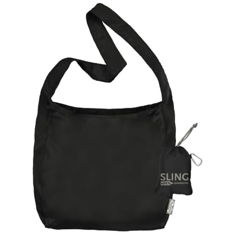 ChicoBag Sling rePETe + Refine | Eco-friendly Messenger-Style Reusable Tote Bag (Obsidian) Cover