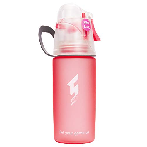 Qshare Bouteille d'eau de brouillard,Sport Gourde de pulvérisation pour l'hydratation et le refroidissement de sport en plein air avec la conception serrure de brume 450ml Gourde pour Camping Cyclisme Cover