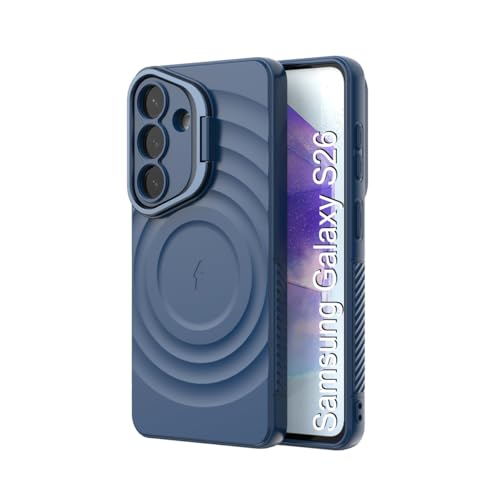 Image of LuxuryKase Shockproof Case for Samsung Galaxy S26 | Ripple Pattern | Camera Protection | Inner Velvet Fabric Lining | Protective Cover with Enhanced Grip & Wireless Charging Support - Blue
