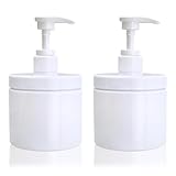 Hokretme Pumpflaschenspender, 2 Stück 600 ml Nachfüllbare Kunststoff-Pumpflaschen, breite Öffnung, BPA-frei, Leere Pumpflaschen, Badezimmer, Duschbehälter für Lotion, Shampoo, Conditioner(Weiß)