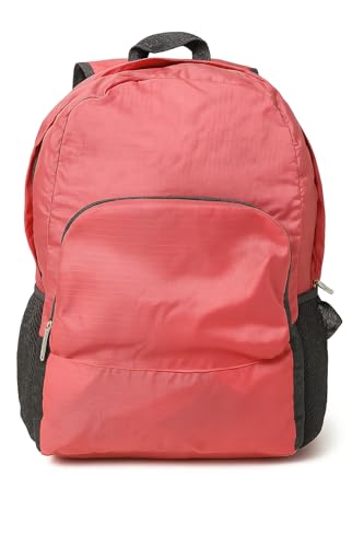 Mochila de Nylon Dobrável Impermeável Esportiva Escolar Dia a Dia 25L (Rosa)