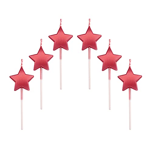 Bougie d'anniversaire en Forme d'étoile,6 Pcs Bougies Deco de Gâteau Anniversaire pour Enfants et Adultes,Accessoires de Décoration de Gâteau pour Fête...
