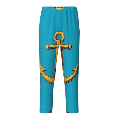 Pajama Pants Pajama Bottoms with Elastic Waistband Sleepwear Lounge PantsCartoon Anchor
