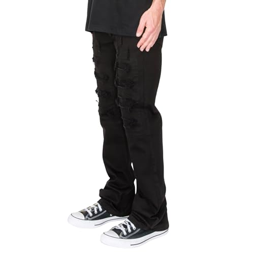 Men's Bootcut Jeans, Black, Waist Sizes 30-38, Distressed Rip & Repair Style, Regular Rise, Wide Leg Opening2