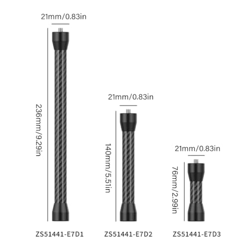 Varilla de extensión de tornillo 1/4 fibra de carbono barra para trípode cámara réflex DSLR 5