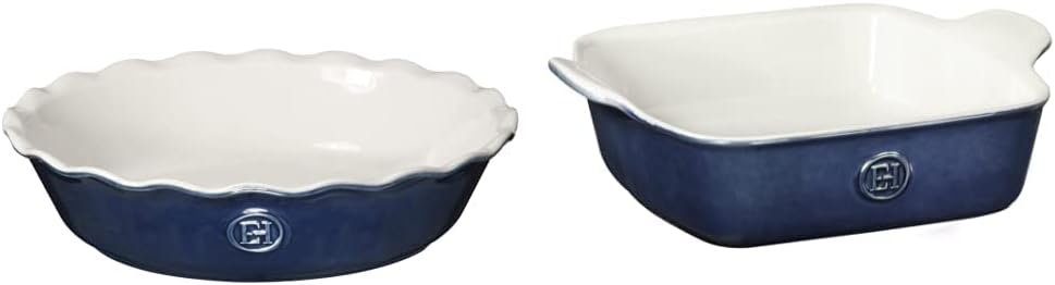 Emile Henry 9" Pie Dish - Modern Classics Collection | Twilight & Made In France HR Modern Classics Square Baking Dish 8 x 8/2 Qt, 9 x 9, Twilight Blue