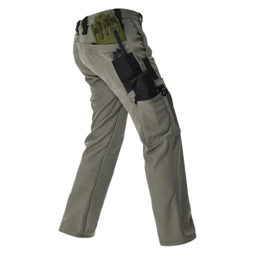 QAZWZG Pantalones de lana invierno for hombre, pantalones SoftShell impermeables, multibolsillos, resistentes al desgaste for exteriores, entrenamiento campo for acampar para Hombre(Color1,L)