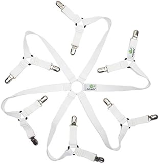 Auivguiv Toweter Sheet Strap,Bed Sheet Clip,3 Way 6 Sides Adjustable Elastic and Firm,Suitable for All Round and Square Mattresses (White)