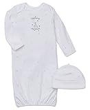 Little Me Unisex-Baby Newborn Welcome World Gown and Hat, White, 0-3 Months