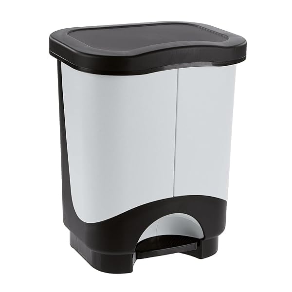 Sicignano | Pattumiera a Pedale Multiuso – Cestino della Spazzatura Raccolta Differenziata, Moderno, Facile Apertura – Ideale per Casa Ufficio Bagno Cucina (Nero/Grigio Chiaro, 21 L)