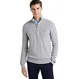  Ralph Lauren Pullover mit Reißverschlusskragen, Grau meliert, Large