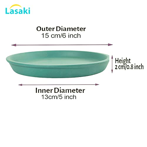 Image of Lasaki Round Deep Jungle Ceramic Bottom Tray /Plate for Planter (5-inch, Set of 2) | Dripping Tray for Pots & Succulents | Indoor & Outdoor Planters Home Garden Decor | (Plants Not Included)