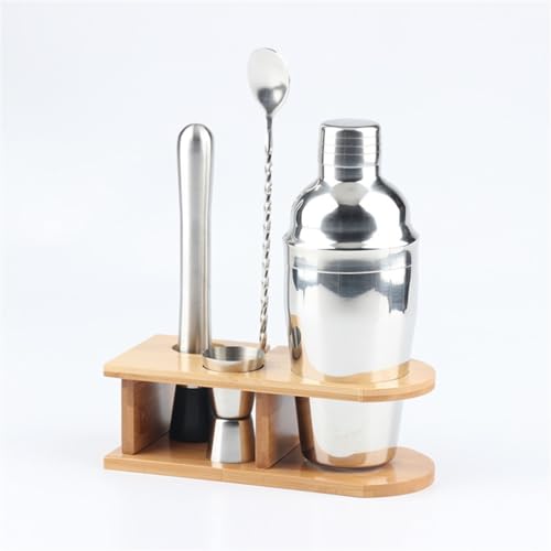Set de coctelera Boston de acero inoxidable 5 piezas con marco de madera miniatura 3