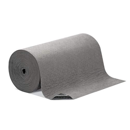 Image of PIG Poly Backed Absorbent Mat Roll | Absorbs up to 35.31 gallons per roll | Heavyweight | 31 inch W x 131.75' L | 50 pads per roll | PM50823