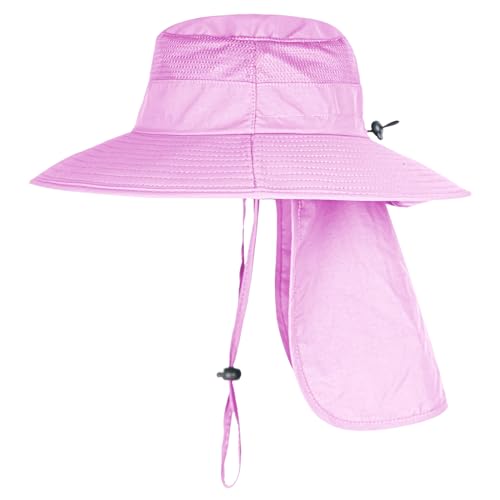 Image of Sun Hats for Men Women Fishing Hat UPF 50+ Breathable Wide Brim Bucket Hats Summer UV Protection Safari Hat with Neck Flap