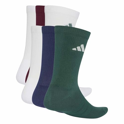 adidas Unisex Cushioned Crew Socks 6 Pair Pack Socks, white/dark blue/maroon/collegiate green, 6-7 Years – Ansicht 3