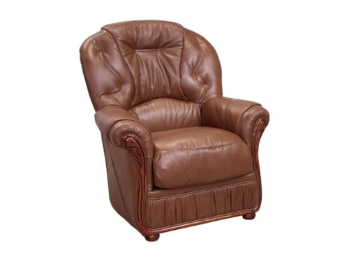 Vente-unique Couchgarnitur Leder 3+1 - Büffelleder - Braun - Daphne – Bild 4