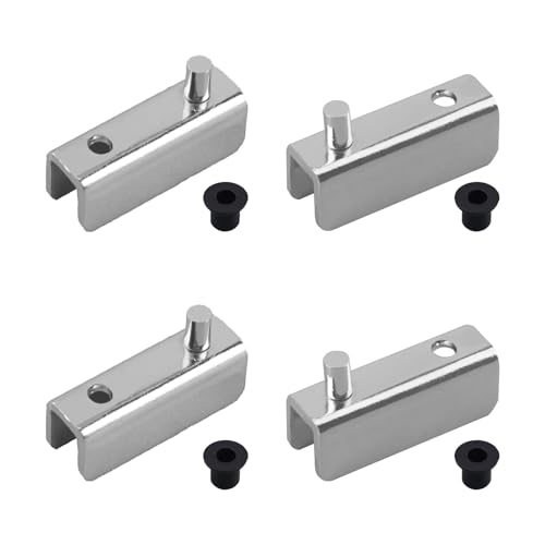 UFURMATE Glass Door Pivot Hinge - 4Pcs Frameless Adjustable Cabinet Clip Replacement Kit, Fit 3-6mm Free-Swinging Glass (Chrome Color)