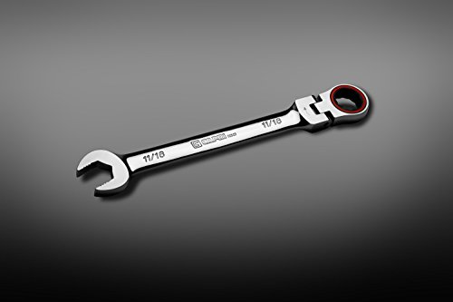 Capri Tools 11/16 In. Flex-Head Ratcheting Combination Wrench, True 100-Tooth, 3.6-Degree Swing Arc #TOP6