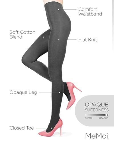 Image of MeMoi Brooklyn Flat Knit Cotton Tights for Women, Cozy and Stretchy Soft Sweater Tights - Sizes XS to 5x-6x