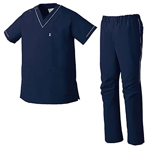 ミズノ MIZUNO スクラブ上下セット 医療 介護 白衣 メンズ レディース 男女兼用 半袖 チトセ ct-mz0092-mz0093(ネイビー/LL)