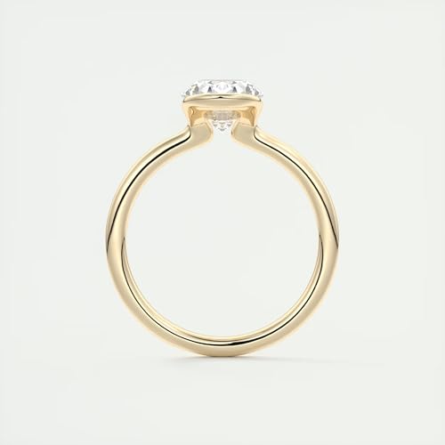 1-2-3-4-5 Carat Oval Cut VVS1-2 D/E/F Color IGI Certified Lab Grown Diamond Flush Stacking Half Bezel Solitaire Engagement Ring For Women3