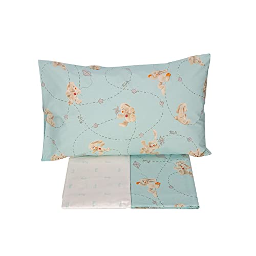 Gabel/TRUDI Home - Completo Lenzuolo (per culla/lettino baby con sponde) Stampato con tecnica digitale su madapolam di Puro Cotone 100% - VIRGILIO (Verde Acqua)