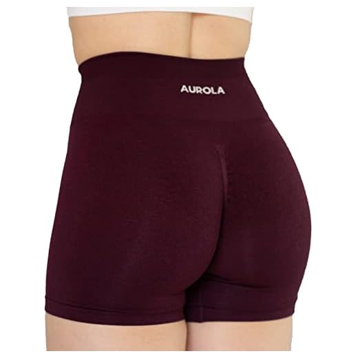 AUROLA Intensify Workout Shorts for Women Seamless Scrunch Short Gym Yoga Running Sport Active Exercise Fitness Shorts Black Cherry