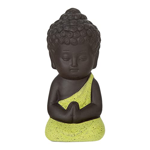 FENGSHUI-CAISHEN Little Buddha Statue, Baby Buddha Figurine, Handmade Clay for Meditating Zen Desktop Indoor Decor