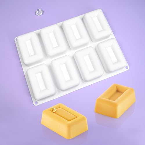 mostsom Stampi in silicone per mousse, stampo rettangolare 3D, stampo in silicone fai da te, per torte, mousse, gelato, cioccolato, pasticceria, dessert, forno, decorazione torte (E_ grande