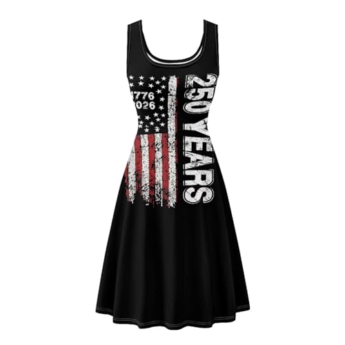 Image of Women Stylish Tank Dresses Sleeveless Round Neck Midi Casual Dress with Pocket for Summer
