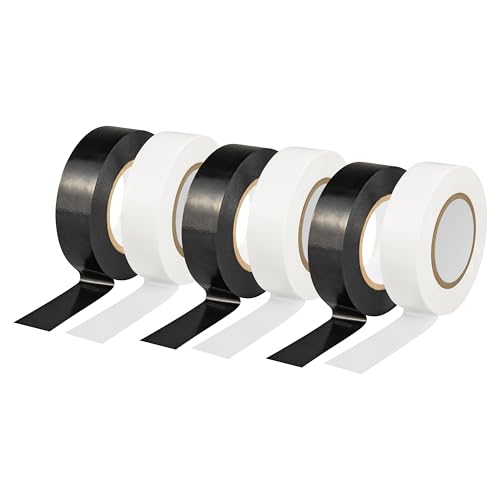 Electrical Tape Combo (3 Rolls White & 3 Rolls Black)