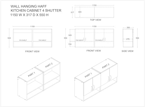 Image of SPECIALITY PANELS 3 Door Modular Wall Mounted Kitchen Cabinet with Organizer Shelf Space Saving Storage Unit | Engineered Wood Cupboard for Kitchen Living Room Organizer Furniture | DIY Assembly