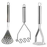 Kartoffelstampfer Edelstahl, 5-teiliges Set in Silber und Weiß, Ideal für die Küche, 24 x 9,3 cm