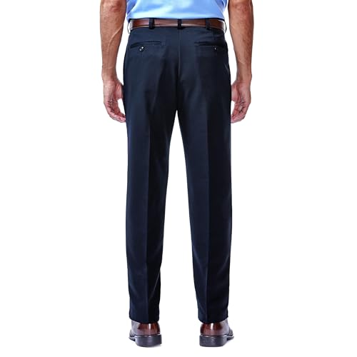 Haggar Men's Cool 18 Hidden Expandable Waist Pleat Front Pant-Regular and Big & Tall Sizes3