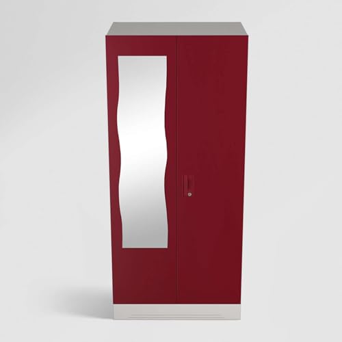 Image of Interio by Godrej Slimline 2 Door M4 Steel Almirah with Locker in Textured Carmine Red