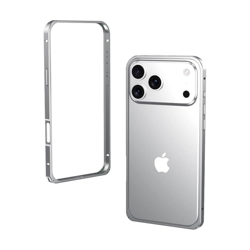 Coque iPhone 17 en métal massif argenté de haute précision