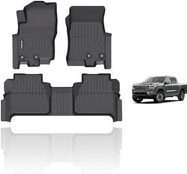 KELCSEECS Floor Mats Custom for Nissan Frontier Crew Cab 2022-2026Not for 2nd with Under Seat Speaker,All Weather Protection TPE Heavy Duty Non-Slip Liners Full Set Frontier Accessories,Black