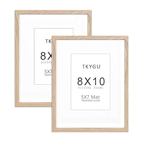 8x10in Natural Picture Frame with mat 5x7in Photo Frames 2 Pack,Modern Style Wood Composite frames Tempered Glass, Table Top or Wall – Vertical and Horizontal for Home Decor best gift