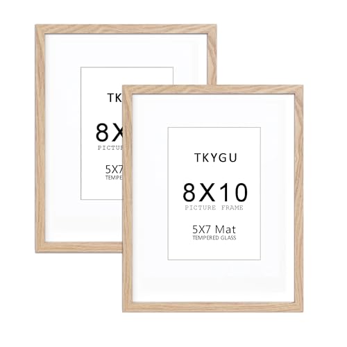 8x10in Natural Picture Frame with mat 5x7in Photo Frames 2 Pack,Modern Style Wood Composite frames Tempered Glass, Table Top or Wall – Vertical and Horizontal for Home Decor best gift