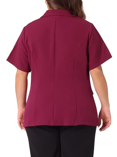 Agnes Orinda Plus Size Casual Blazers for Women Short Sleeve Notched Lapel Button Work Office Blazer Suit Jacket4