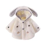 [Mornyray] ベビー服 コート 女の子 裏ボアコート モコモコ 暖かい 裏起毛 ジャケット アウターウエア ショート丈 うさぎ耳付き フード付き 厚手 防寒 保温 秋冬 ホワイト 90cm