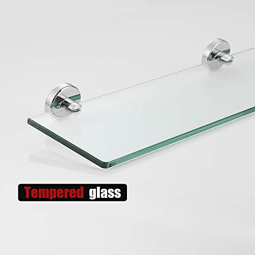 Jqk Bathroom Glass Shelf Chrome, Tempered Glass Shower Storage 16 By 5 Inches, 304 Stainless Steel Polished Chrome Wall Mount, Tgs101-Ch #TOP6
