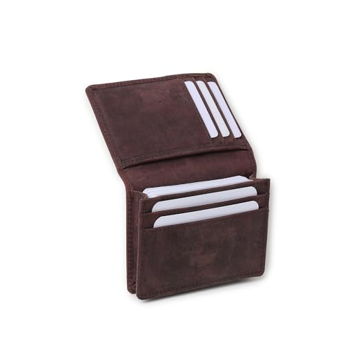 Image of FOXHACKLE Full Grain Leather Credit Card Holder for Men & Women, RFID Blocking Small Bifold Wallet, Compact Card Case