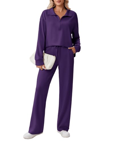 Image of PINSPARK 2 Piece Sets for Women 1 /2 Zip Sweatsuit 2026 Matching Outfit Fall