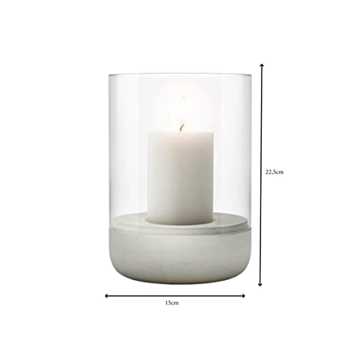 blomus Windlicht CALMA | Kerzenhalter aus hochwertigem Beton und Glas | Farbe Light Gray | Größe L | 15L x 15B x 22,5H cm | Indoor | exkl. Kerze